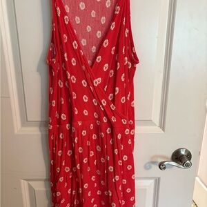 Market & Spruce Red Sleeveless V-Neck Sundress